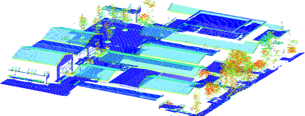 Full-waveform point cloud of a farm complex processed with WavEx